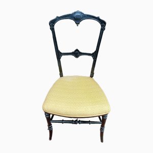 Chaise de Salle à Manger Napoléon III avec Siège Tissé Jaune