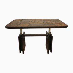 Brutalist Liftable Coffee Table in Slate and Wood, 1970s