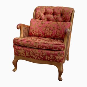 Chippendale Style Armchair with Red & Gold Upholstery
