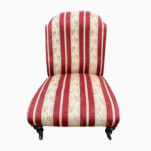 Chaise Basse d'Appoint Edwardienne avec Tissu Style Regency
