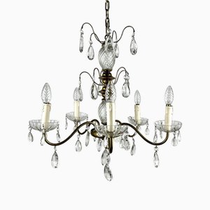 Crystal and Gilt Brass Chandelier, France, 1920s