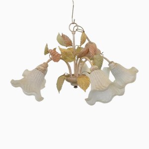 Lustre Vintage avec Feuilles en Métal