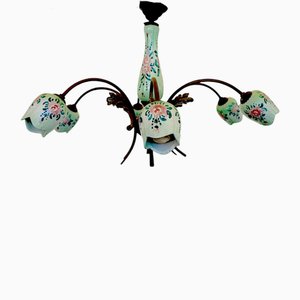 Chandelier in Hand Painted Ceramic and Metal
