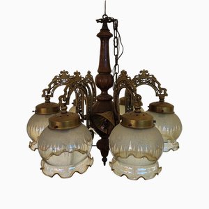 Lustre en Bois, Métal et Verre