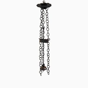 Lámpara de araña de hierro con cadenas vintage