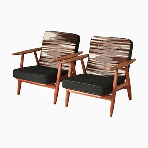 Danish Modern Ge-240 Lounge Chairs in Oak attributed to Hans J. Wegner for Getama, 1955, Set of 2