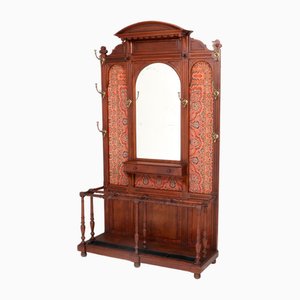 American Walnut Victorian Coat Stand with Umbrella Stand, 1890s