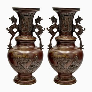 Japanese Bronze Vases, 1850s, Set of 2