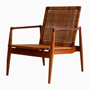 Poltrona SW96 in teak e quercia di Finn Juhl per Søren Willadsen, anni '50