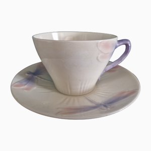 Tasse à Café et Soucoupe Trollsländan Art Nouveau par Alf Wallander pour Rörstrand, 1890s, Set de 2