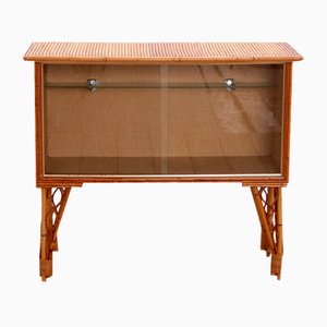 Vintage French Bamboo Display Cabinet, 1960s