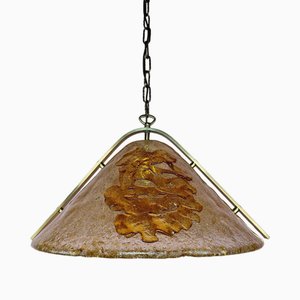 Vintage Norwegian Pendant Lamp in Glass and Brass, 1960s