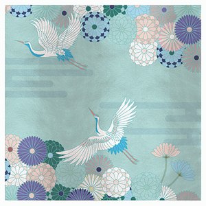 Revêtement Mural en Tissu Bleu Clair Flowers and Storks par Chiara Mennini pour Midsummer-Milano