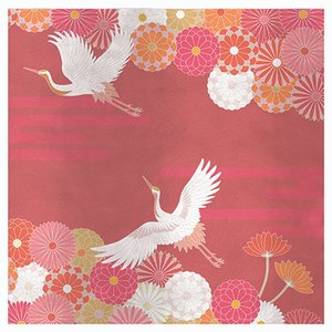 Revêtement Mural en Tissu Rouge Flowers and Storks par Chiara Mennini pour Midsummer-Milano