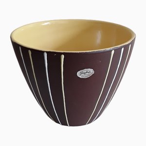 Maceta alemana vintage de cerámica marrón de Jasba, años 60