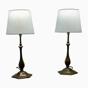 Art Deco Style Table Lamps in Brass, 1930s, Set of 2