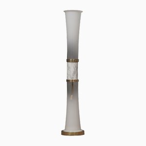 Murano Glass and Carrara Marble White Floor Lamp, 1970