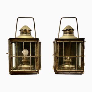 Large Wall Lanterns in Brass, Set of 2
