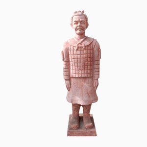 Xian Warrior Garden Statue Standing in Terracotta, 1800s