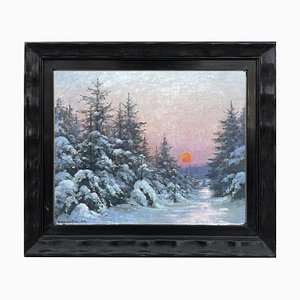 Paul Weisenfels, Twilight in the Snow, 1923, Oil on Cardboard
