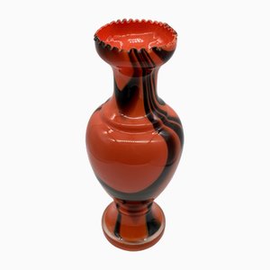 Vase aus mundgeblasenem Opalglas in Rot & Schwarz von Carlo Moretti, Italien, 1970er