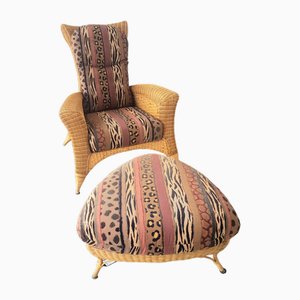 Set of Jungle Style Lounge Chair with Ottoman from Rolf Benz