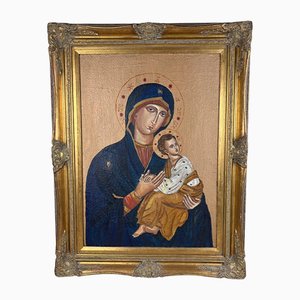Jungfrau Maria, 1980er, Öl auf Leinwand, Gerahmt