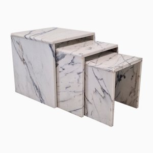 Tavolini ad incastro in marmo, Italia, anni '80, set di 3