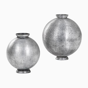 Aluminum Vases by Lorenzo Burchiellaro, 1960s, Set of 2