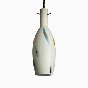 Lámpara colgante Mid-Century de cristal de Murano opalino multicolor de Stilnovo, Italia, años 50