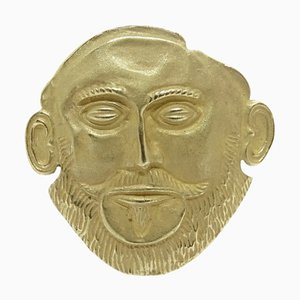Spilla o ciondolo con maschera di Agamennone in oro 18k, anni '90