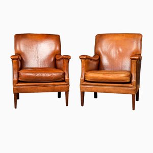 20th Century Dutch Sheepskin Leather Club Chairs, 1960s, Set of 2