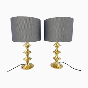 Mid-Century Brass Table Lamps, 1950s, Set of 2