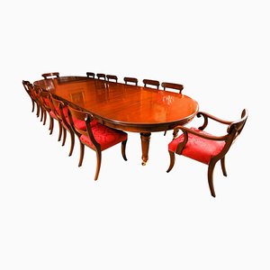 Antique Extending Dining Table by Edwards & Roberts, 1800s, Set of 17