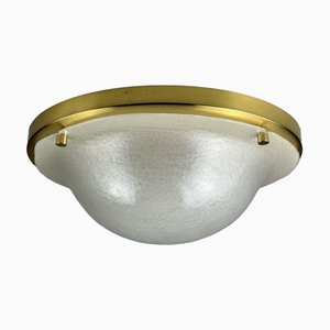 Ceiling Lamp in Glass & Brass from Limburg, Germany, 1970s