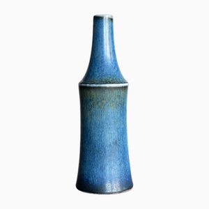 Blaue Steingut Vase mit Harfur Glasur von Carl-Harry Stålhane für Rörstrand, 1950er