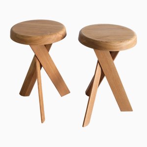 S31b Stools in Oak by Pierre Chapo, France, 2010s, Set of 2