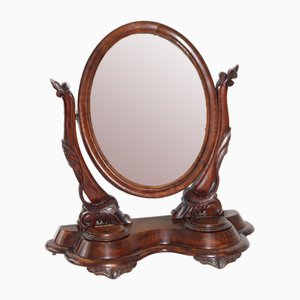 Vanity Oval Table Mirror in Carved Wood, 1920s