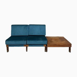 Sofa aus Teak & Samt, 1960er