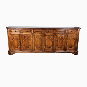 Aparador grande de madera con seis puertas y seis cajones, años 60