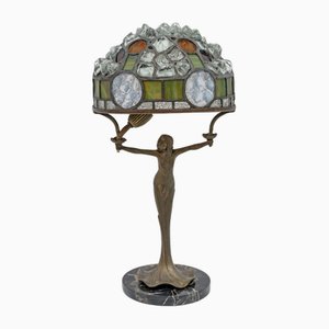 Lampada da tavolo Art Nouveau in stile Tiffany, Francia, anni '30