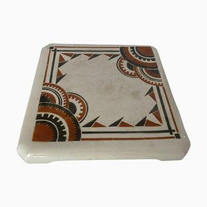 Art Deco Trivet in Ceramic attributed to Luneville, France, 1940s
