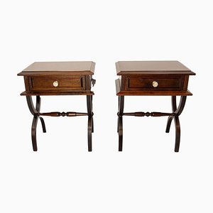 French Nightstands in Iroko and Resin, 1960s, Set of 2