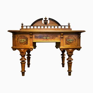 Historic Office Table in Walnut, Former Czechoslovakia, 1830s