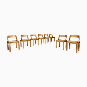 Chaises de Salle à Manger en Rotin et Frêne de RB Rossana, Italie, 1960s, Set de 8