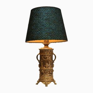 Lampada da tavolo a olio in bronzo dorato, XIX secolo