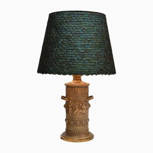 Lampada da tavolo a olio in bronzo dorato, XIX secolo