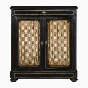 Small Napoleon III Black Cabinet with Brass Details