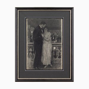 William Hatherell, The Balcony Embrace, 1890er, Aquarell