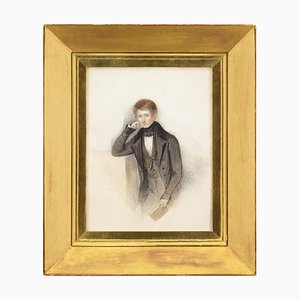 William Moore, Retrato de un niño, década de 1800, Acuarela
